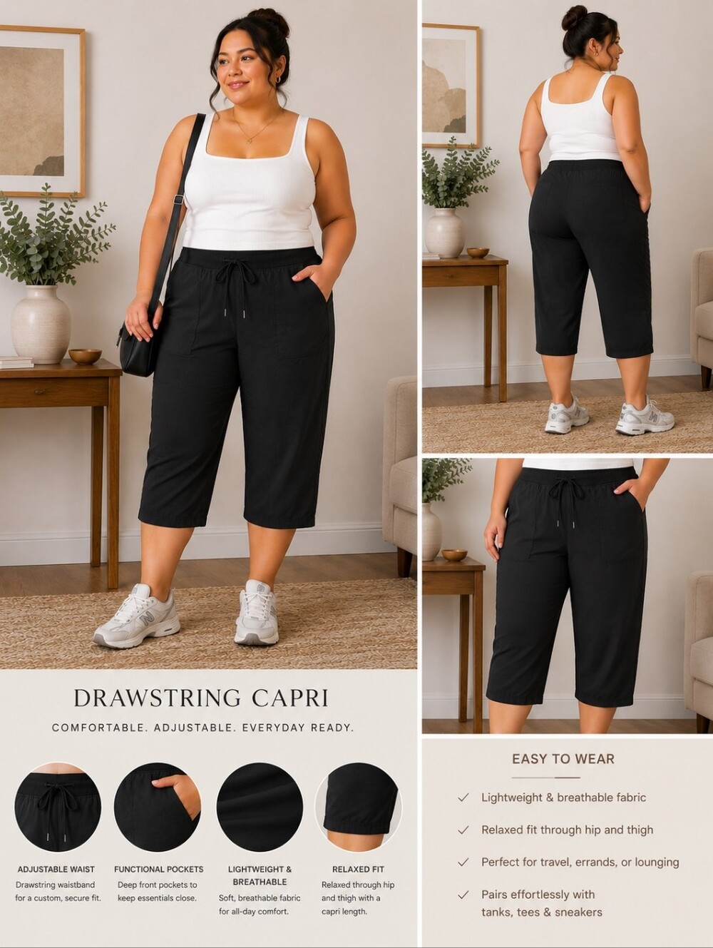Some Black Drawstring Capri By North Face